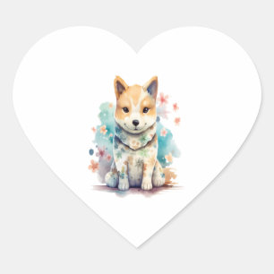 Ein niedlicher, gut benommen Hund in einem blumige Herz-Aufkleber