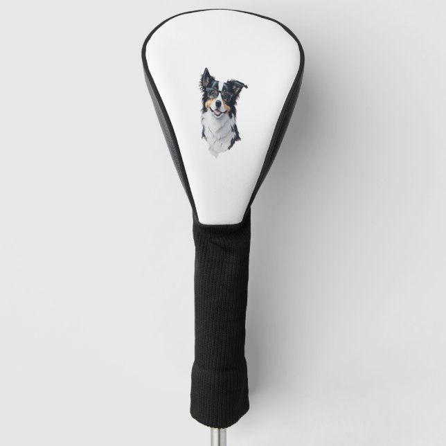 Ein niedlicher Hund Border Collie [RB#10008] Golf Headcover (Vorderseite)