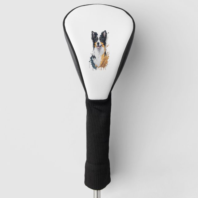Ein niedlicher Hund Border Collie [RB#10009] Golf Headcover (Vorderseite)