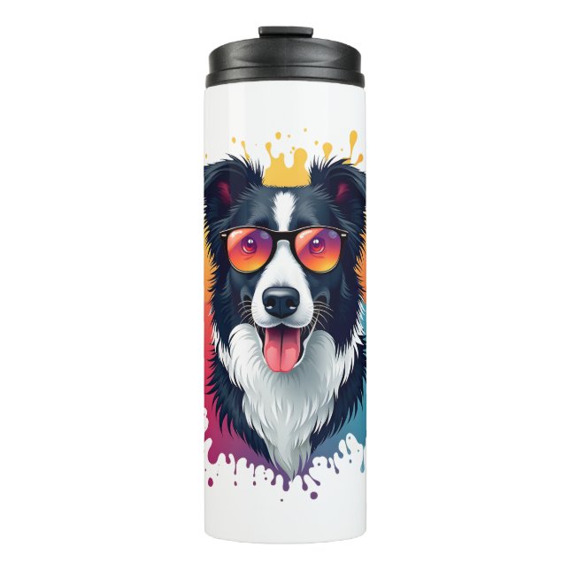 Ein niedlicher Hund Border Collie [RB#10009] Thermosbecher (Vorderseite)