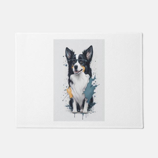 Ein niedlicher Hund Border Collie [RB#10011] Fußmatte (Vorderseite)
