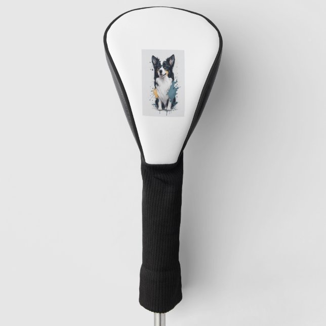 Ein niedlicher Hund Border Collie [RB#10011] Golf Headcover (Vorderseite)
