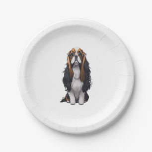 Ein niedlicher Hund König Charles Spaniel Pappteller