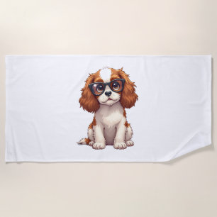 Ein niedlicher Hund König Charles Spaniel Strandtuch