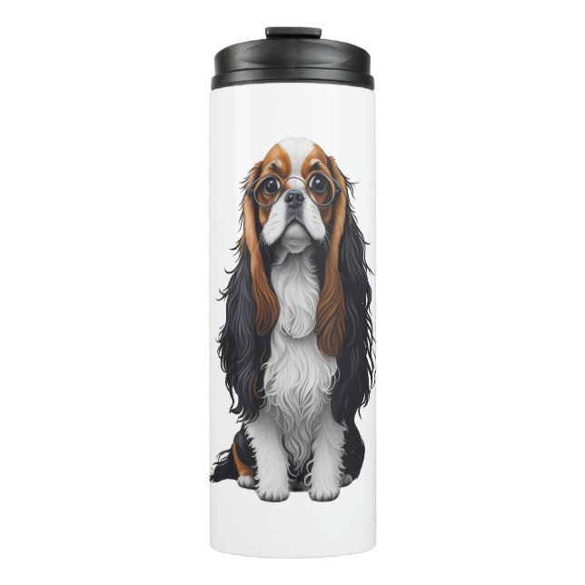 Ein niedlicher Hund König Charles Spaniel Thermosbecher (Vorderseite)