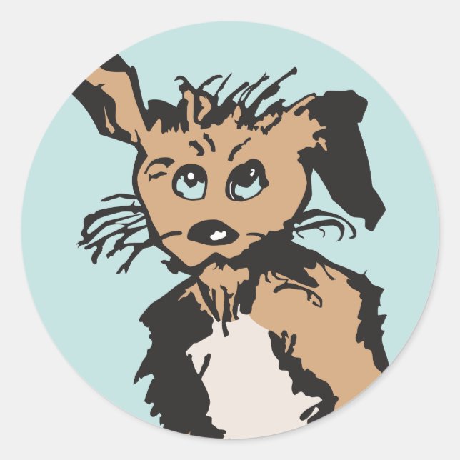 Ein Niedlicher Hund mit blauen Welpenaugen Runder Aufkleber (Vorderseite)