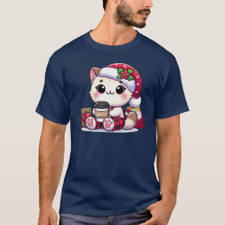 Ein Niedlicher Kawaii Cat Drink Coffee T-Shirt