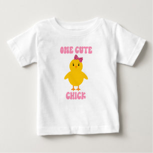 Ein Niedlicher Kick-Oster-Bird Pink Polka Dot Bow Baby T-shirt