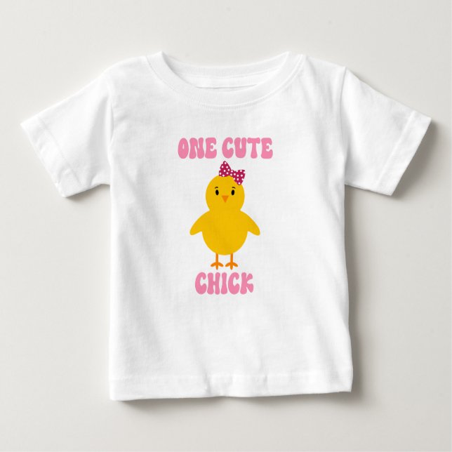 Ein Niedlicher Kick-Oster-Bird Pink Polka Dot Bow Baby T-shirt (Vorderseite)