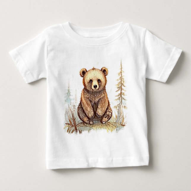 Ein niedlicher kleiner Bär - künstlerische Illustr Baby T-shirt (Vorderseite)
