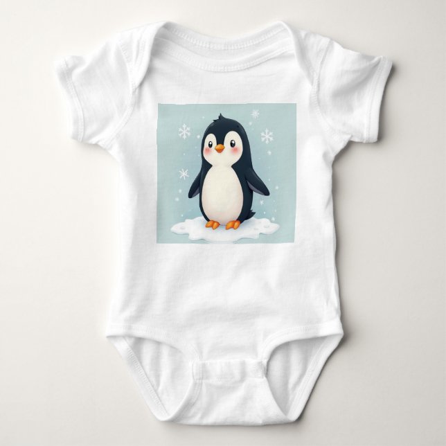 ein niedlicher Pinguin-Baby-Bodysuit Baby Strampler (Vorderseite)