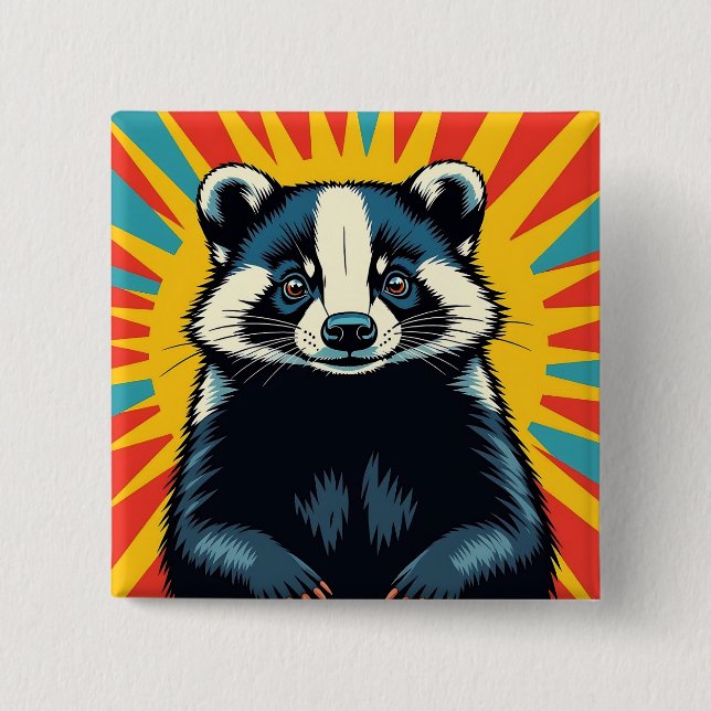 Ein Niedlicher Pop Art Badger Button (Vorderseite)