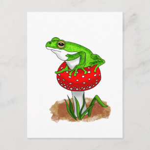 Ein niedlicher, von Hand gezogener Frosch auf eine Postkarte