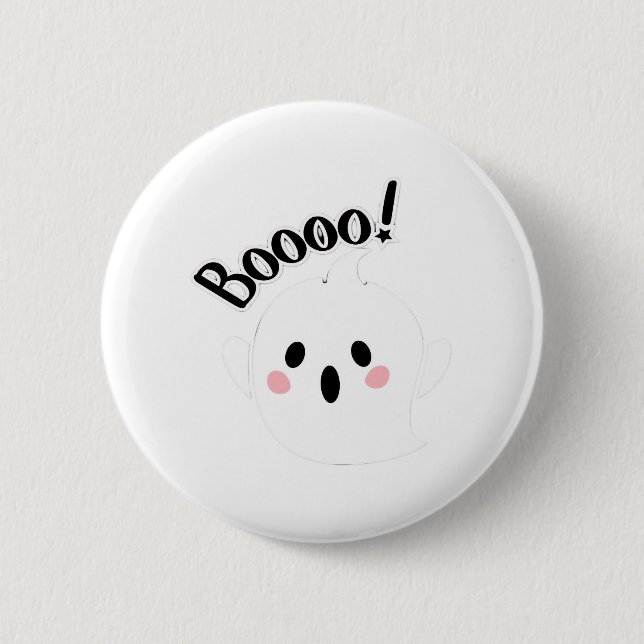 Ein Niedlicher, weißer Boo, Lässig Button (Vorderseite)
