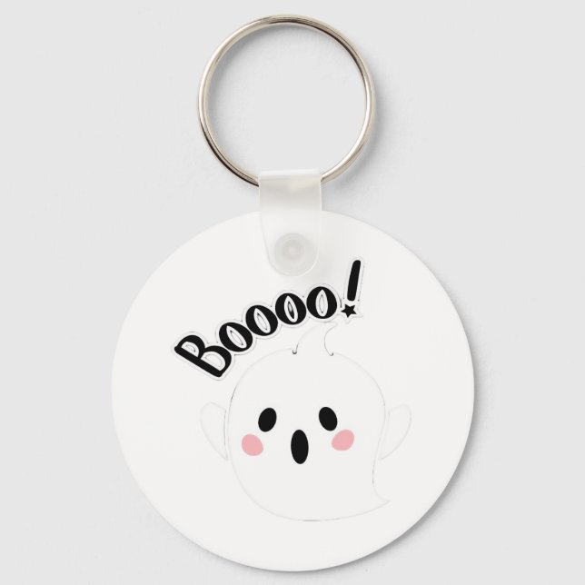 Ein Niedlicher, weißer Boo, Lässig Schlüsselanhänger (Vorderseite)