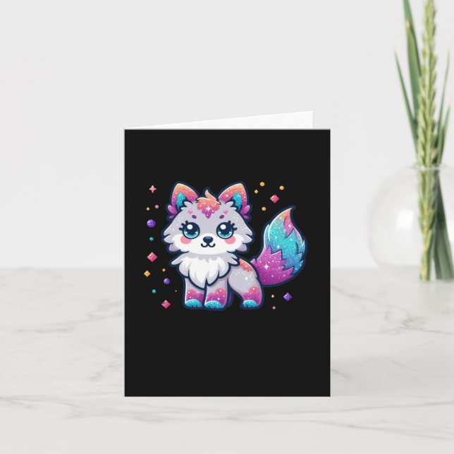 Ein Niedlicher Wolf-Sticker Karte (Vorderseite)