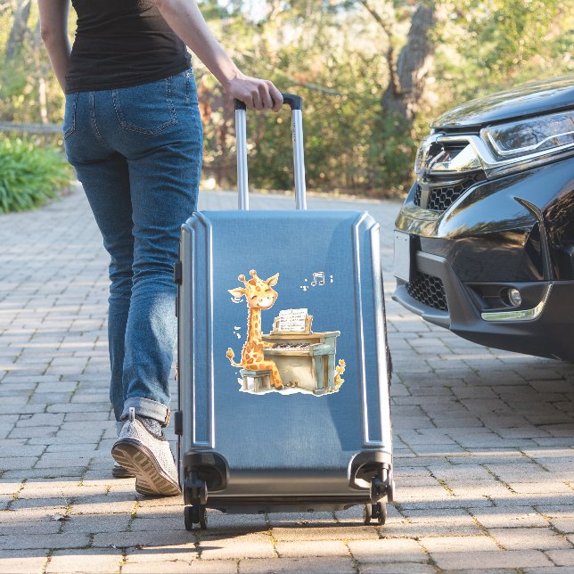 Ein Niedliches Baby Giraffe spielt Gitarre Aufkleber (Koffer Insitu)