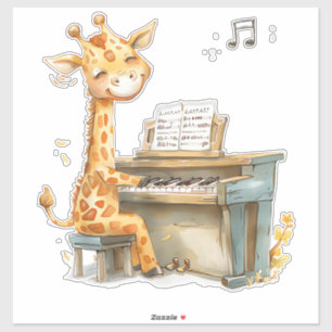 Ein Niedliches Baby Giraffe spielt Gitarre Aufkleber