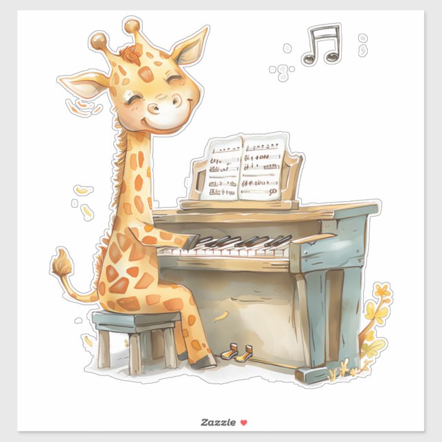 Ein Niedliches Baby Giraffe spielt Gitarre Aufkleber (Blatt)