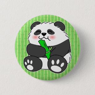 Ein Niedliches Baby Panda, das Bamboo Stalk isst Button