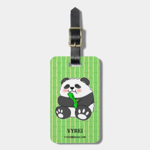 Ein Niedliches Baby Panda, das Bamboo Stalk isst Gepäckanhänger