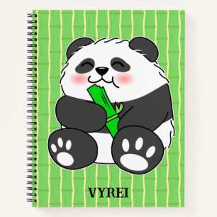 Ein Niedliches Baby Panda, das Bamboo Stalk isst Notizbuch