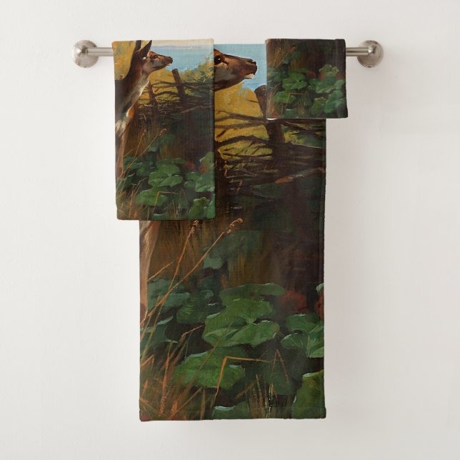 Ein Niedliches Hirsch im Wald Badhandtuch Set (Insitu)