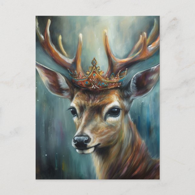 Ein Niedliches Hirsch mit einer Krone Postkarte (Vorderseite)