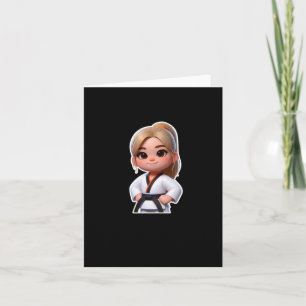 Ein Niedliches Mädchen in Taekwondo Sportsticker Karte