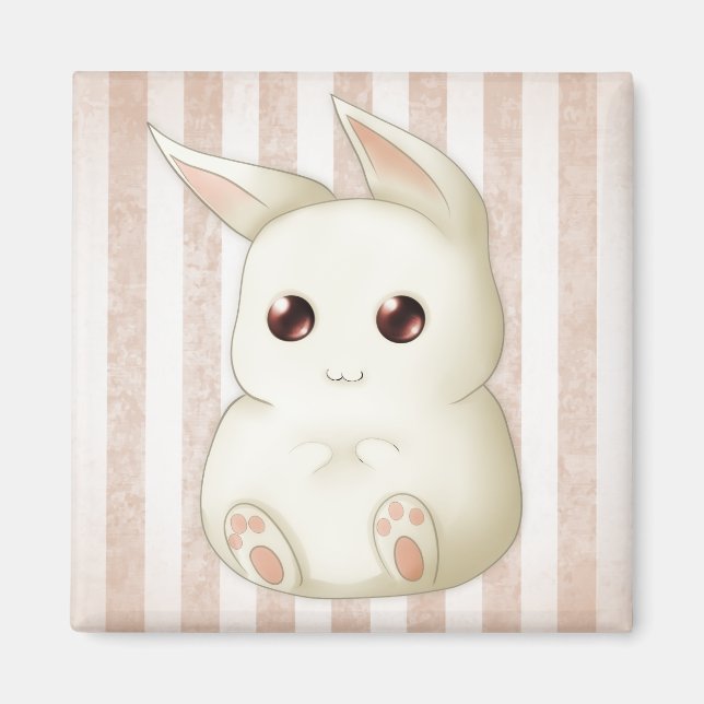 Ein Niedliches Puffy Kawai Bunny Rabbit Magnet (Vorne)