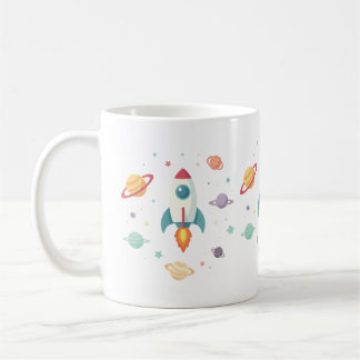 ein niedliches Raketenschiff, das durch einen skur Kaffeetasse