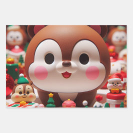 Ein niedliches, rundes Zeichen, das einem Chipmunk Geschenkpapier Set