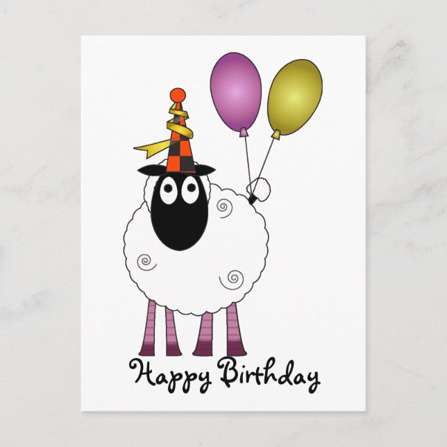 Ein niedliches Schaf zum Party. Einladungspostkarte (Vorderseite)
