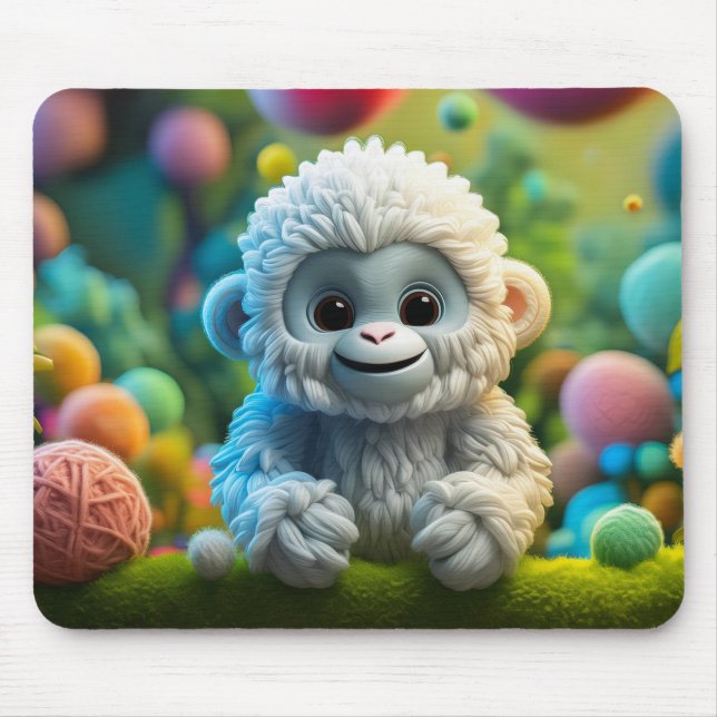 Ein niedliches Yeti aus Garn Mousepad (Vorne)