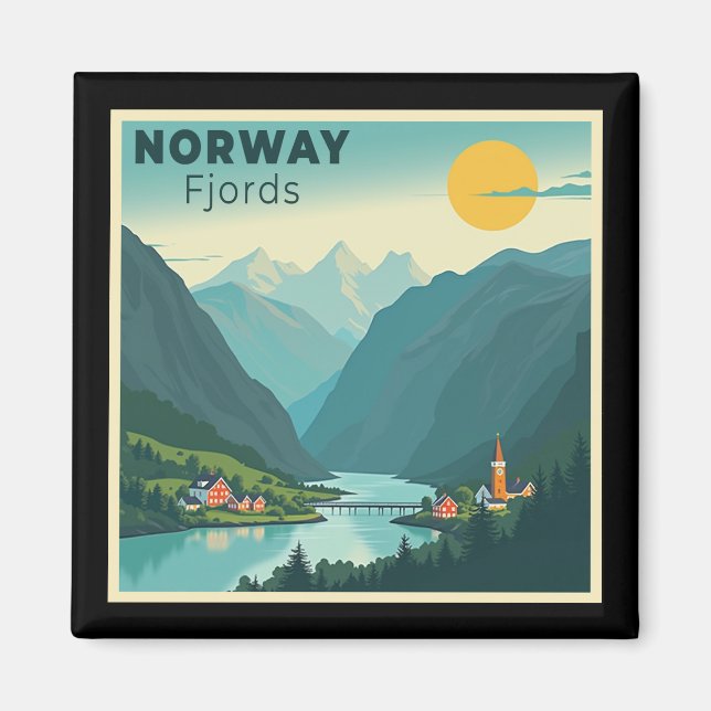 Ein nostalgisches Classic Travel Poster - Norwegen Magnet (Vorne)