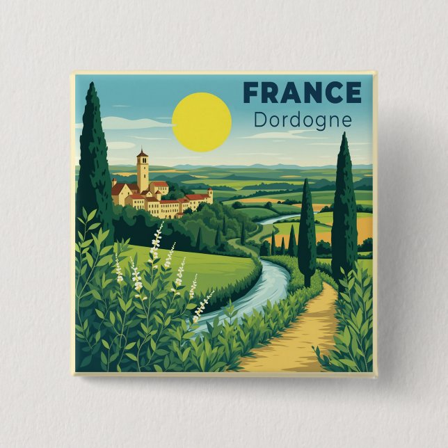 Ein nostalgisches klassisches Reiseplakat Frankrei Button (Vorderseite)