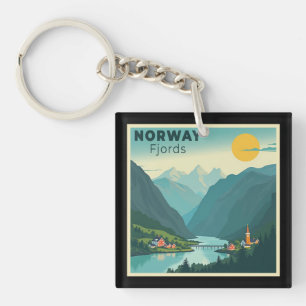 Ein nostalgisches klassisches Reiseplakat – Norweg Schlüsselanhänger