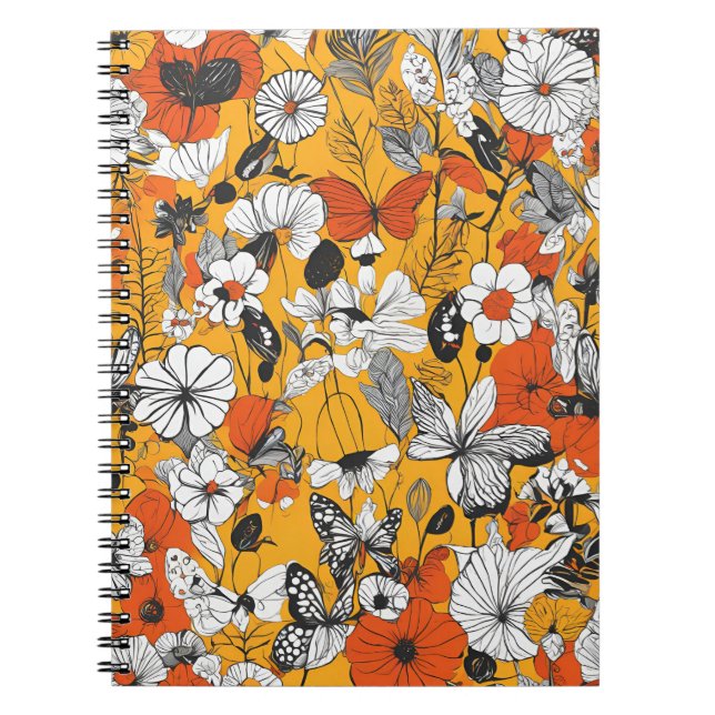 Ein Notebook mit botanischer und schmetternder Kun Notizblock (Vorderseite)