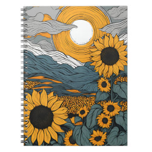 Ein Notebook mit Radiant Sunflowers und Celestial  Notizblock