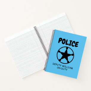 Ein Notizbuch zum Thema Polizei mit Sheriff Star