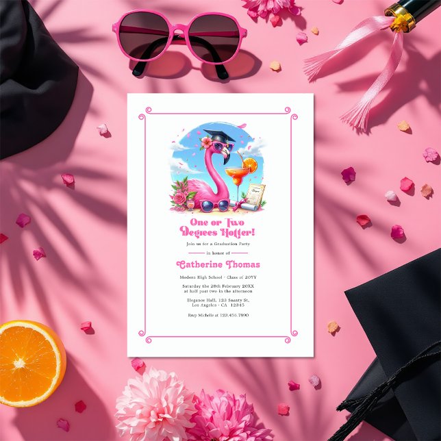 Ein oder zwei Grad heißeres TropenGrad-Party Dreifach Gefaltete Einladung (One or Two Degrees Hotter Tropical Grad Party Tri-Fold Invitation)