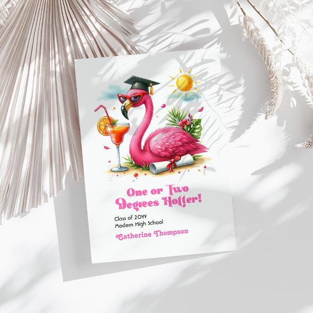 Ein oder zwei Grad Hotter Flamingo Abschluss Ankündigung (One or Two Degrees Hotter Flamingo Graduation Announcement)