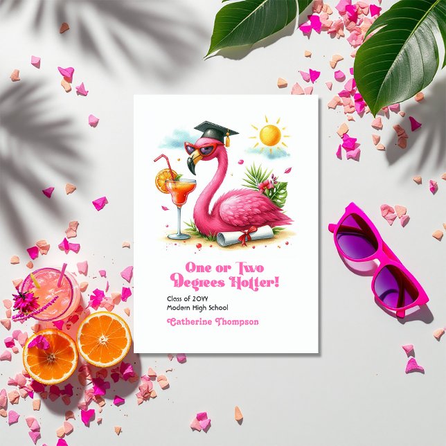 Ein oder zwei Grad Hotter Flamingo Abschluss Ankündigung (One or Two Degrees Hotter Flamingo Graduation Announcement)
