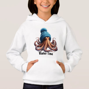 Ein Oktopus, der einen gekneteten blauen Winterhut Hoodie