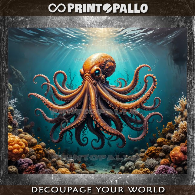 Ein Oktopus unter Wasser mit dem Korallenriff Seidenpapier (Von Creator hochgeladen)