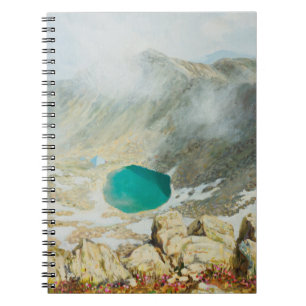 Ein Ölgemälde auf Leinwand des höchsten Gipfels in Notizblock