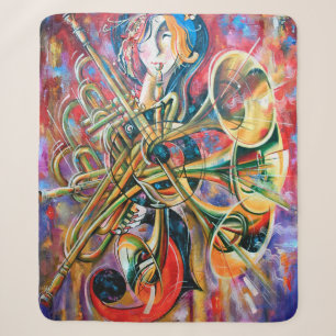 Ein Ölgemälde auf Leinwand. Musik, das Mädchen spi Sherpadecke