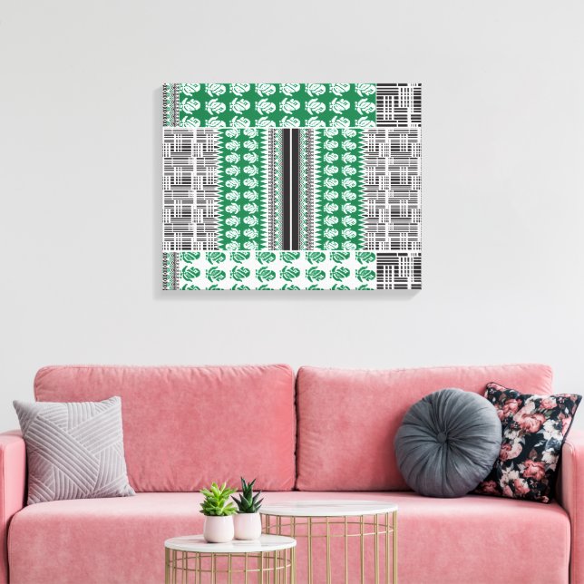 Ein optisch ansprechendes grün-schwarzes Muster, A Leinwanddruck (Insitu (Wohnzimmer))