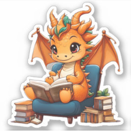 Ein Orange Dragon Reading Sticker