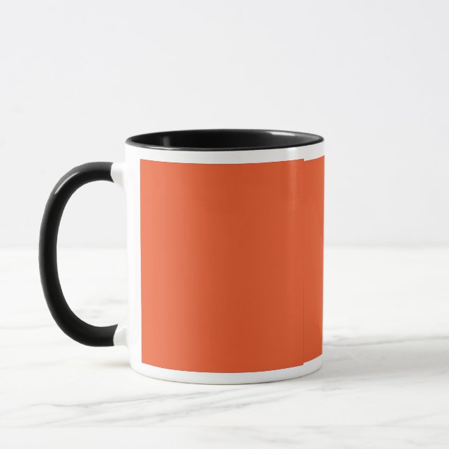 ein orangefarbener Hintergrund mit schwarzer Grenz Tasse (Links)